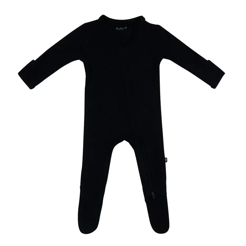 Ribbed Zipper Footie In Midnight 2