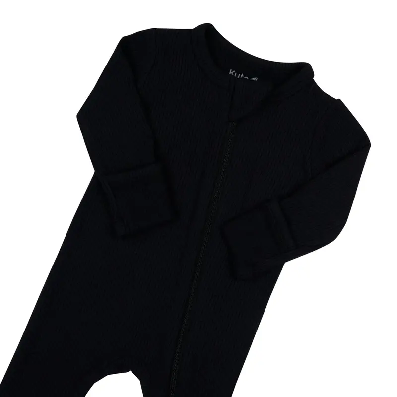 Ribbed Zipper Footie In Midnight 4