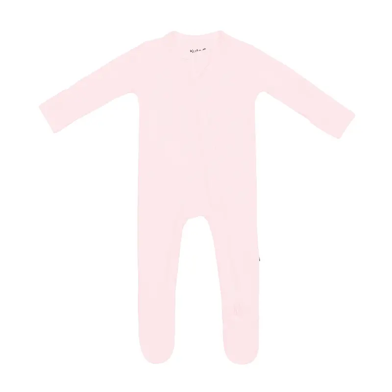 Ribbed Zipper Footie In Sakura 2