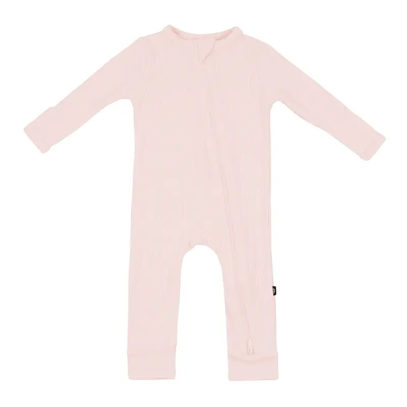 Ribbed Zipper Romper In Blush 2