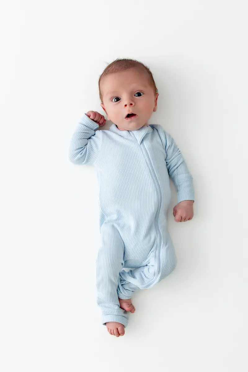 Ribbed Zipper Romper In Breeze 1