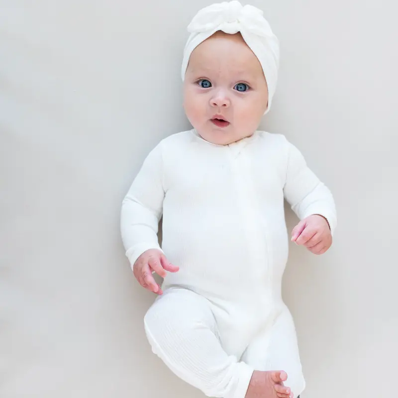 Ribbed Zipper Romper In Cloud 1
