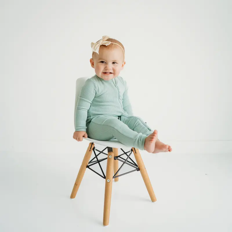 Ribbed Zipper Romper In Sage 1