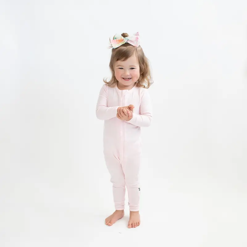 Ribbed Zipper Romper In Sakura 1