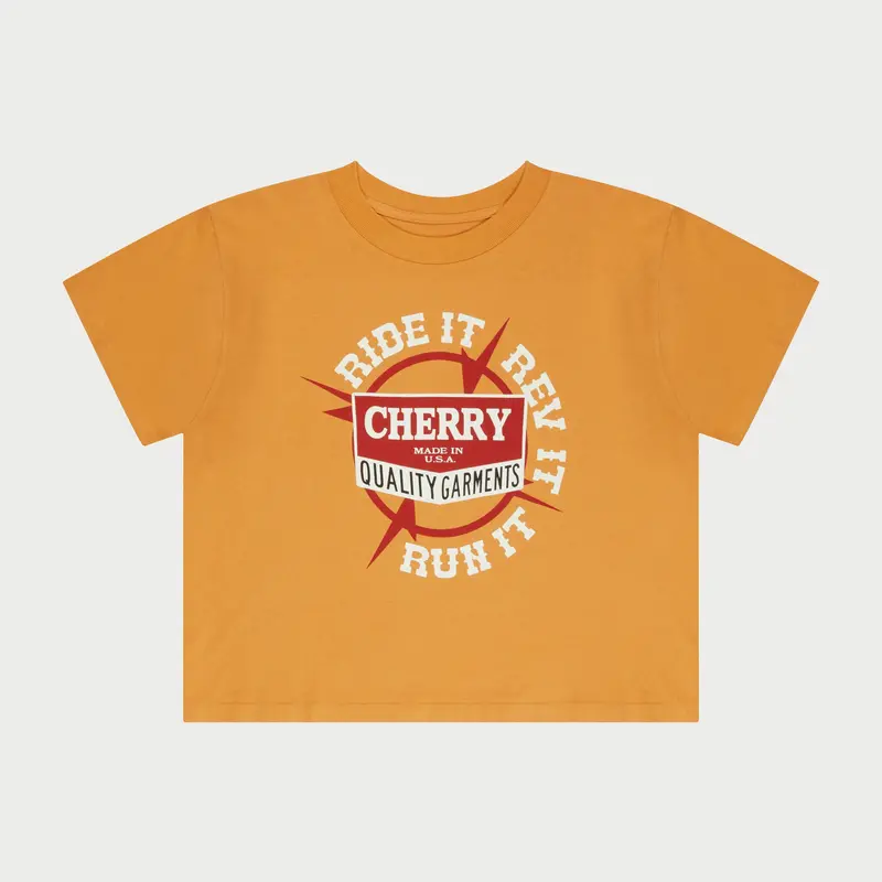Ride It, Rev It Boxy Baby Tee (Orange) 1