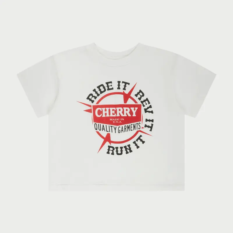 Ride It, Rev It Boxy Baby Tee (White) 1