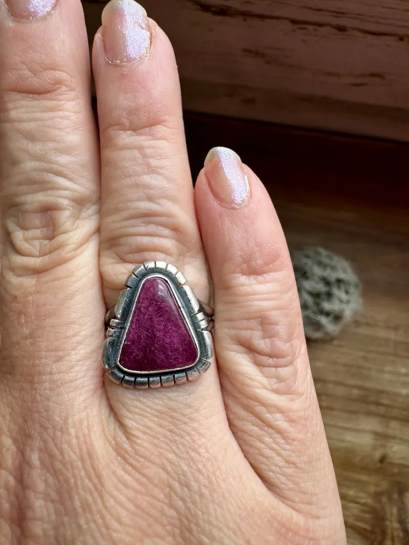Ring - Size 7 1/2 -Red Spiny & Sterling Silver 1