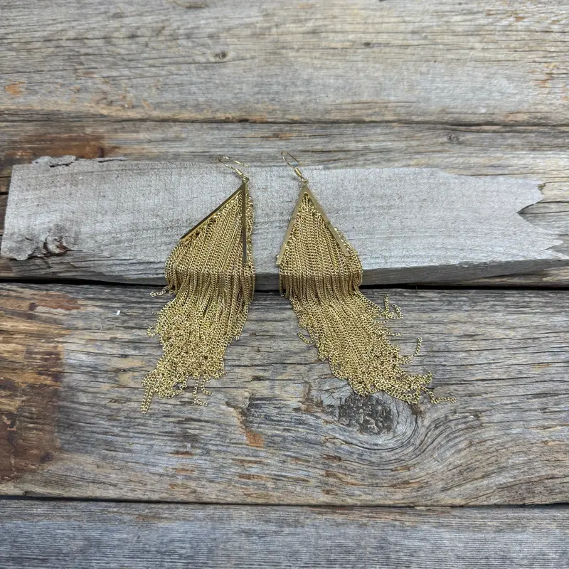 Rodeo Style Gold Triangle Chains Dangle Fashion Earrings 1