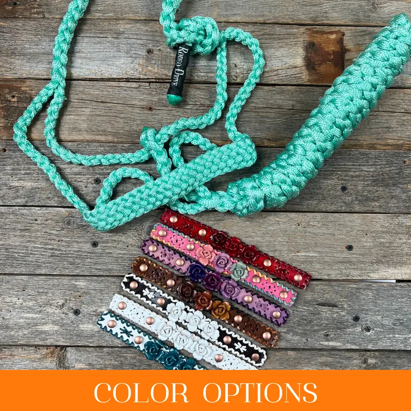 Rose - Turquoise Mule Tape Halter 1