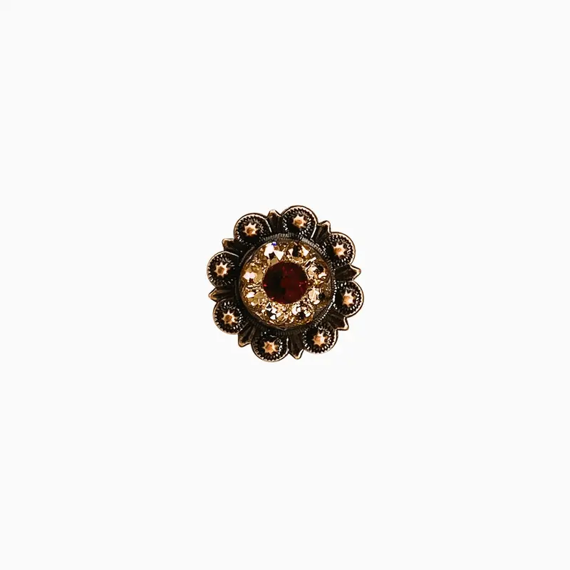 Ruby & Champagne Copper 1" European Crystal Concho 1