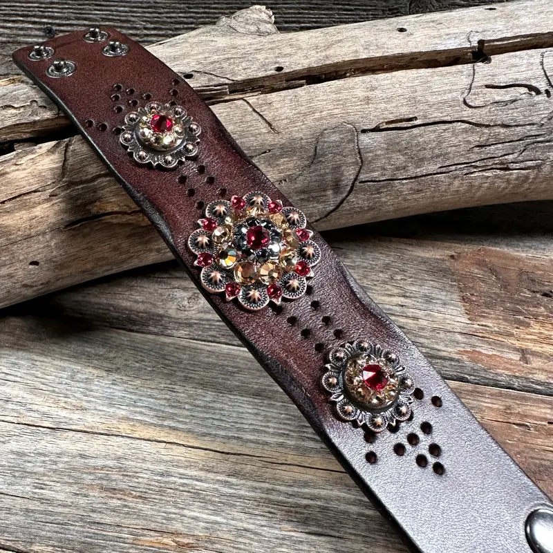 Ruby, Jet And Champagne Leather Bracelet Lb104 2