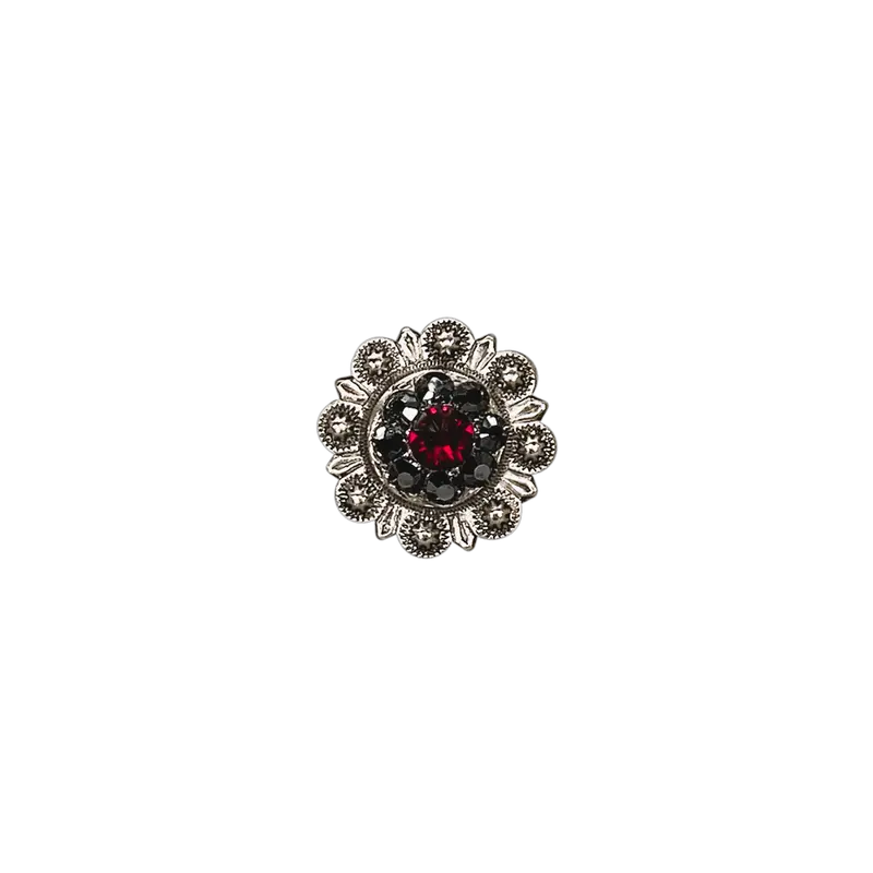 Ruby & Jet Antique Silver 1" European Crystal Concho 1