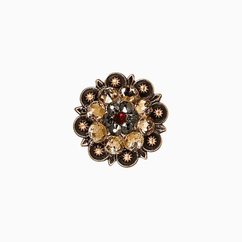 Ruby Jet & Champagne Copper 1.25" European Crystal Concho 1
