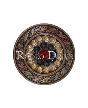 Ruby Jet & Champagne Copper 1.5" Disc European Crystal Concho 1