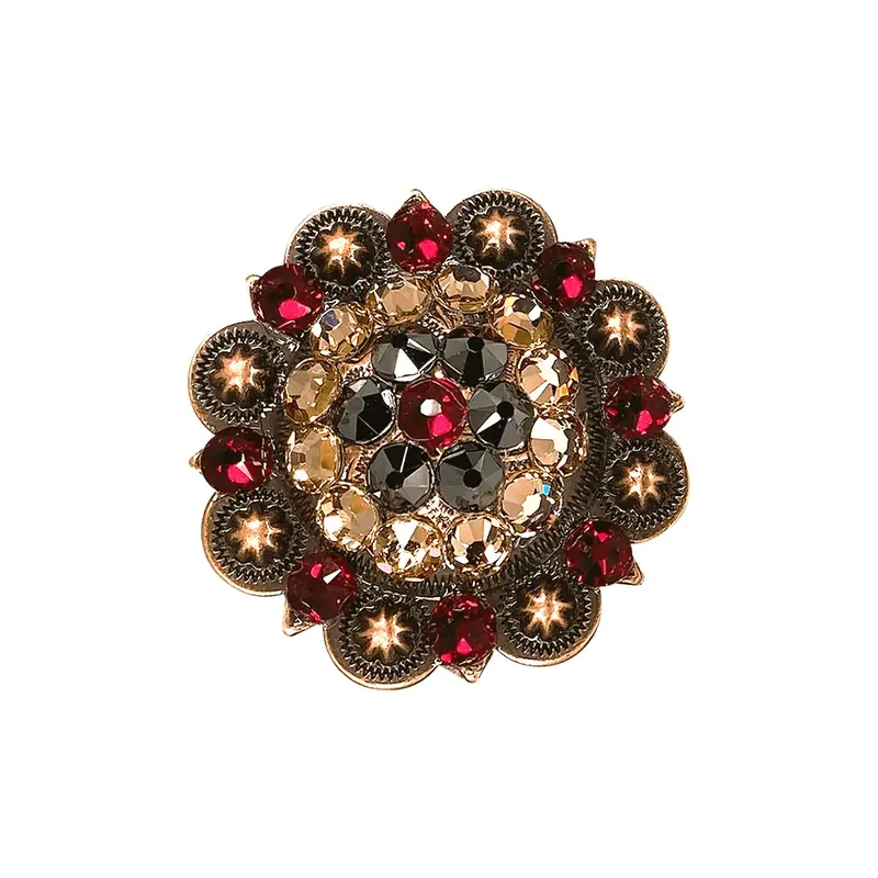 Ruby Jet & Champagne Copper 2" European Crystal Concho 1