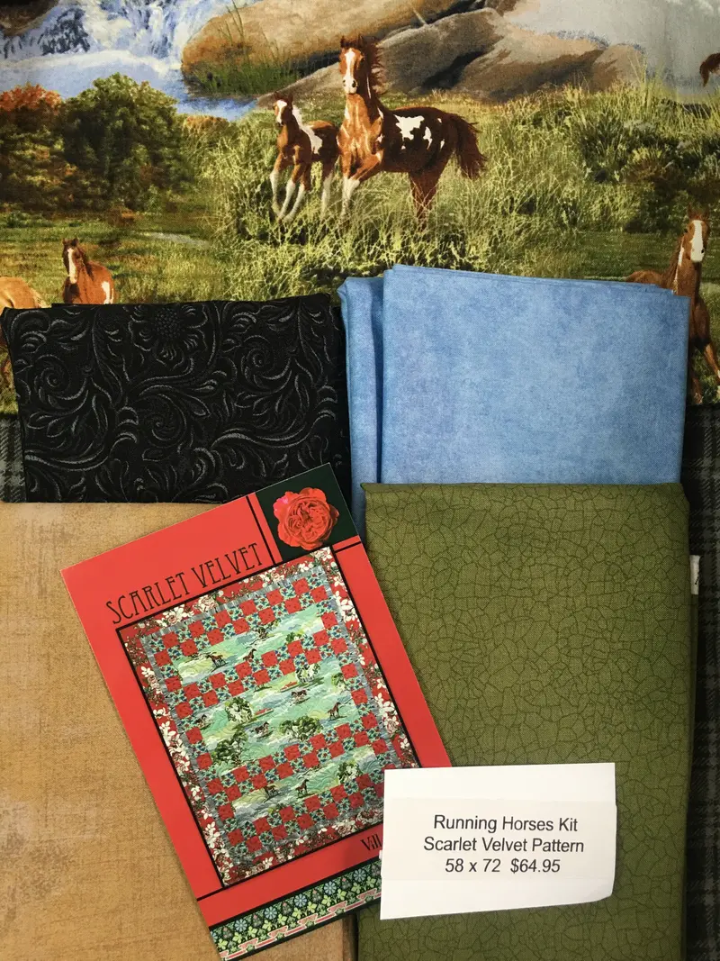 Running Horses Kit Scarlet Velvet Pattern 58 X 72 Quilt Kit Includes Fabric, Binding, & Backing 1