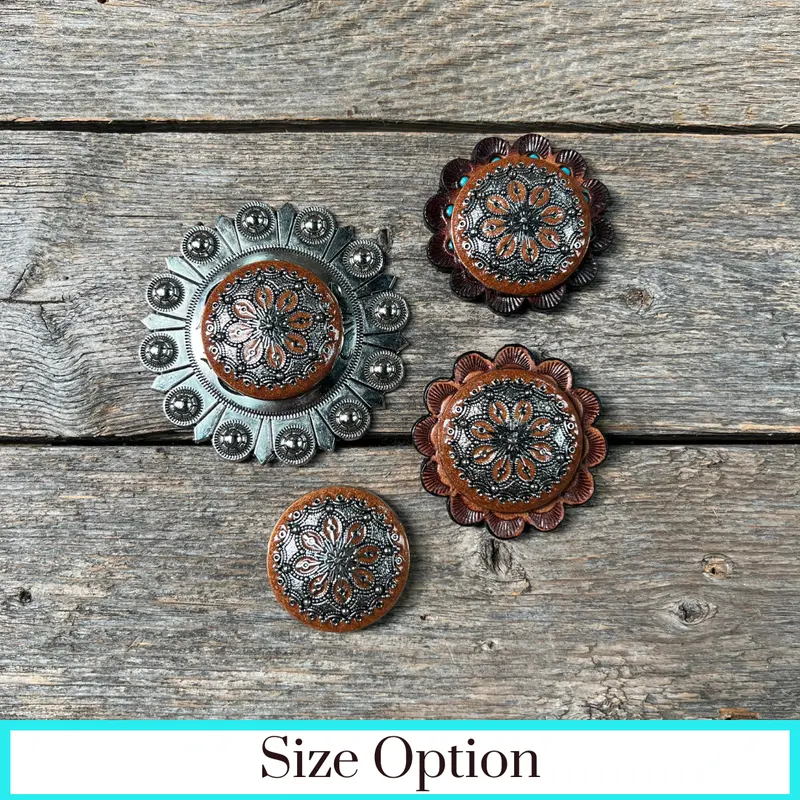 Rust Filigree And Dots Western Concho W233 1