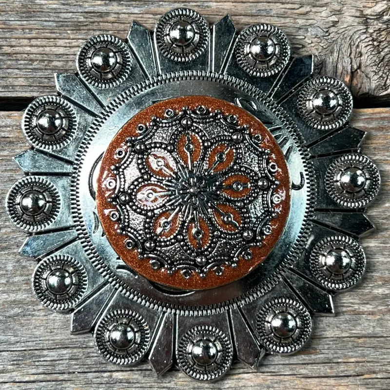 Rust Filigree And Dots Western Concho W233 3
