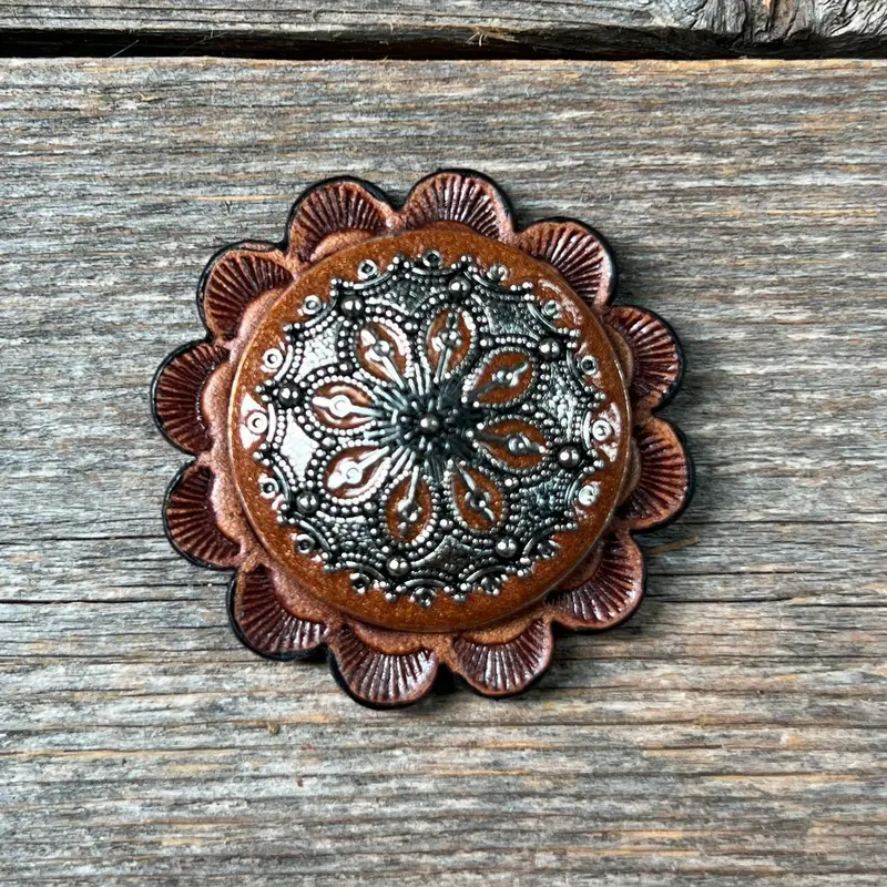 Rust Filigree And Dots Western Concho W233 4