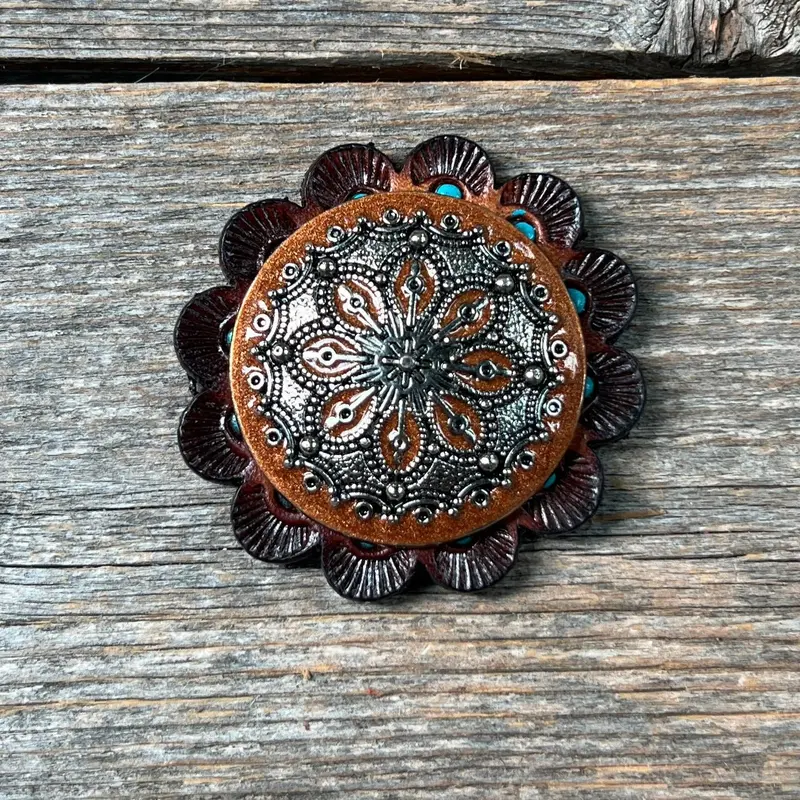 Rust Filigree And Dots Western Concho W233 4