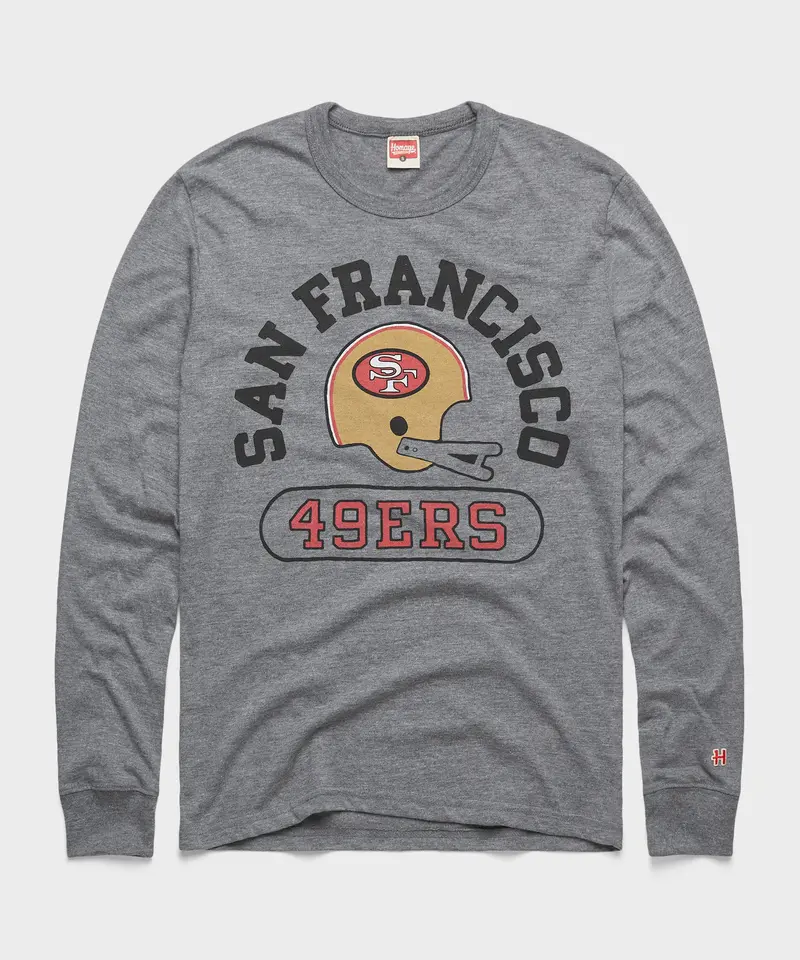 San Francisco 49Ers Throwback Helmet Long Sleeve Tee 1
