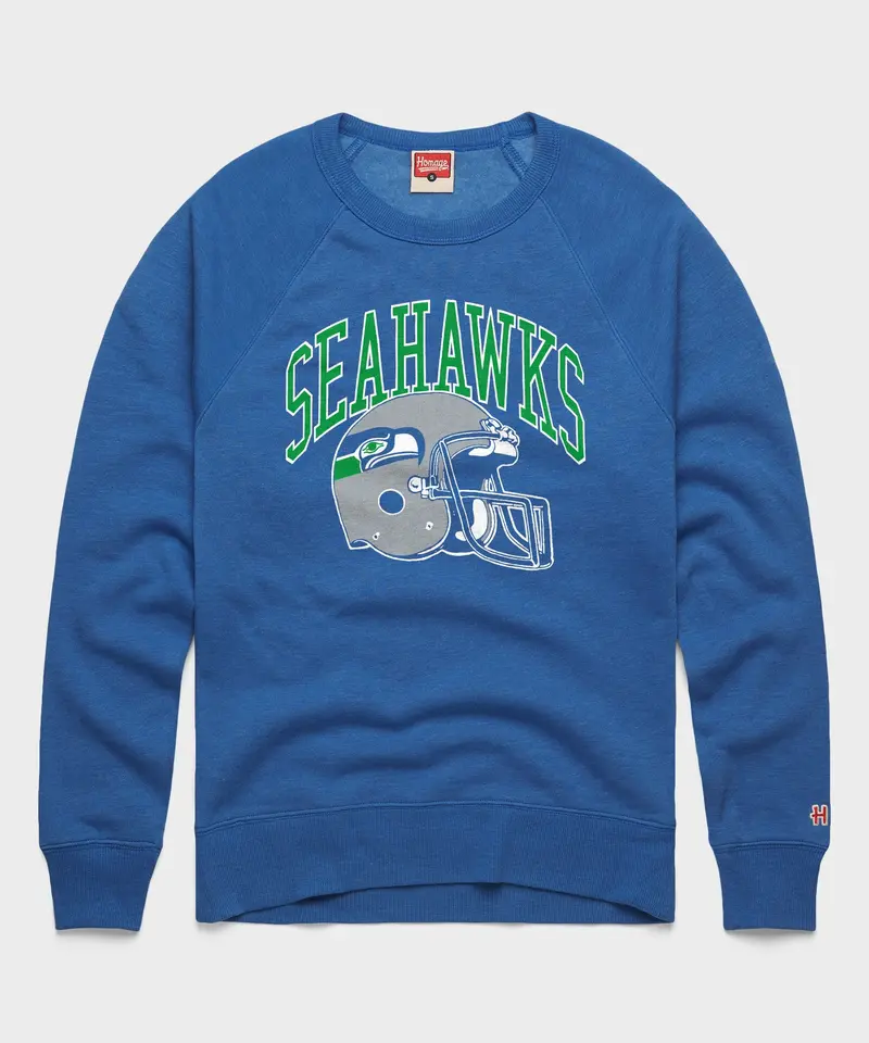 Seattle Seahawks Helmet Retro Crewneck 1