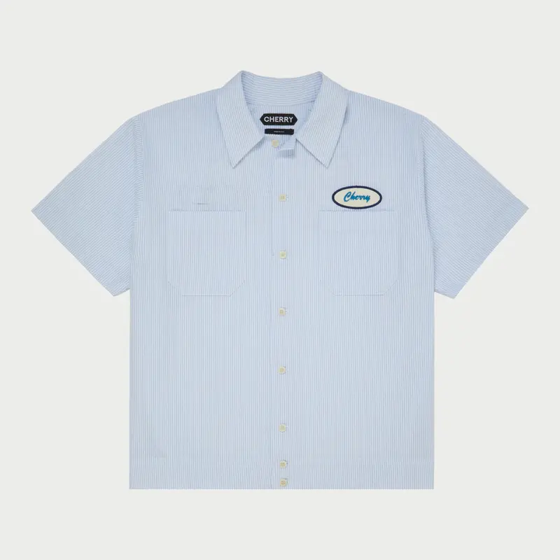 Seersucker Mechanic Shirt (Blue) 1