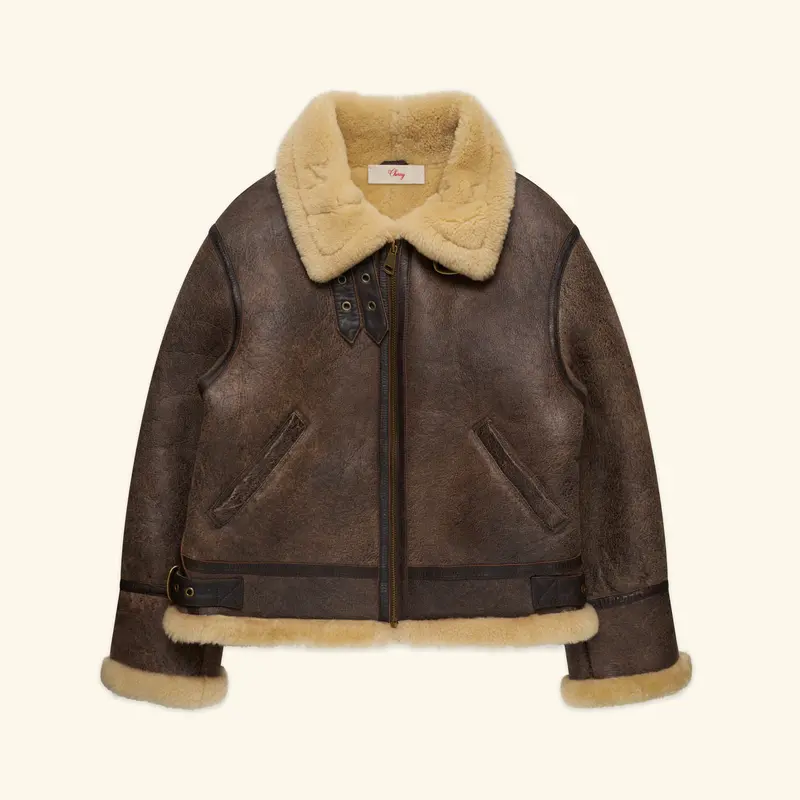 Shearling Aviator Jacket (Chestnut) 1
