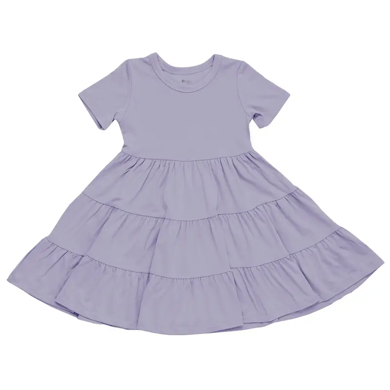 Short Sleeve Tiered Dress In Taro 2
