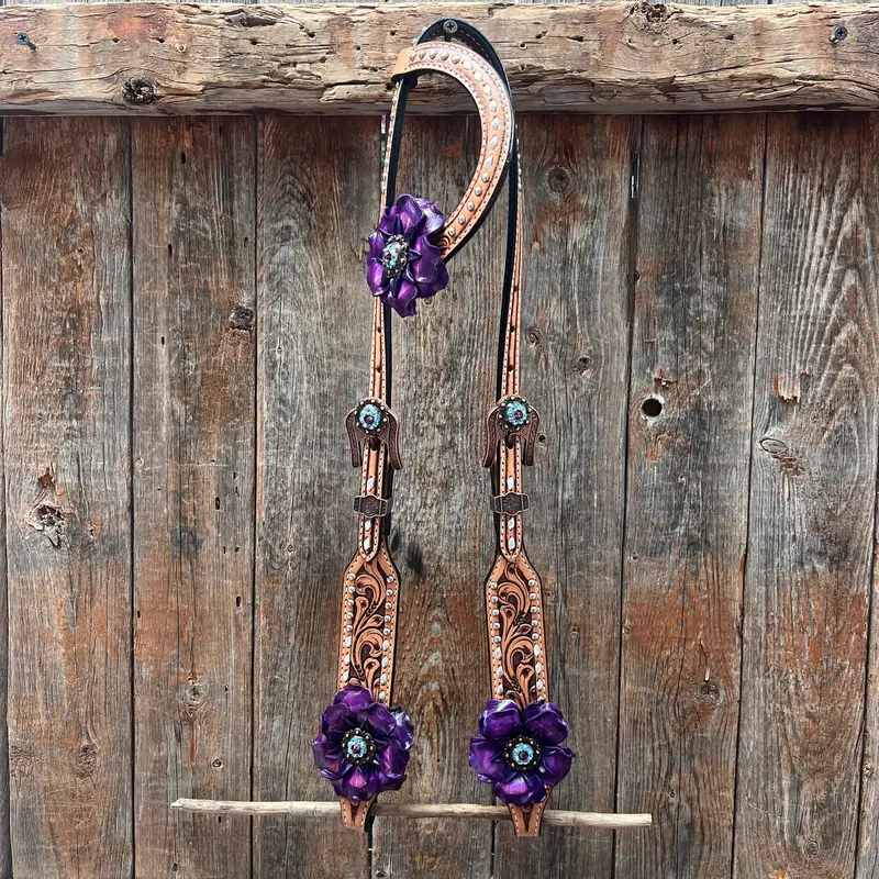 Silver Buckstitch One Ear Headstall / Bridle #Oe109 1
