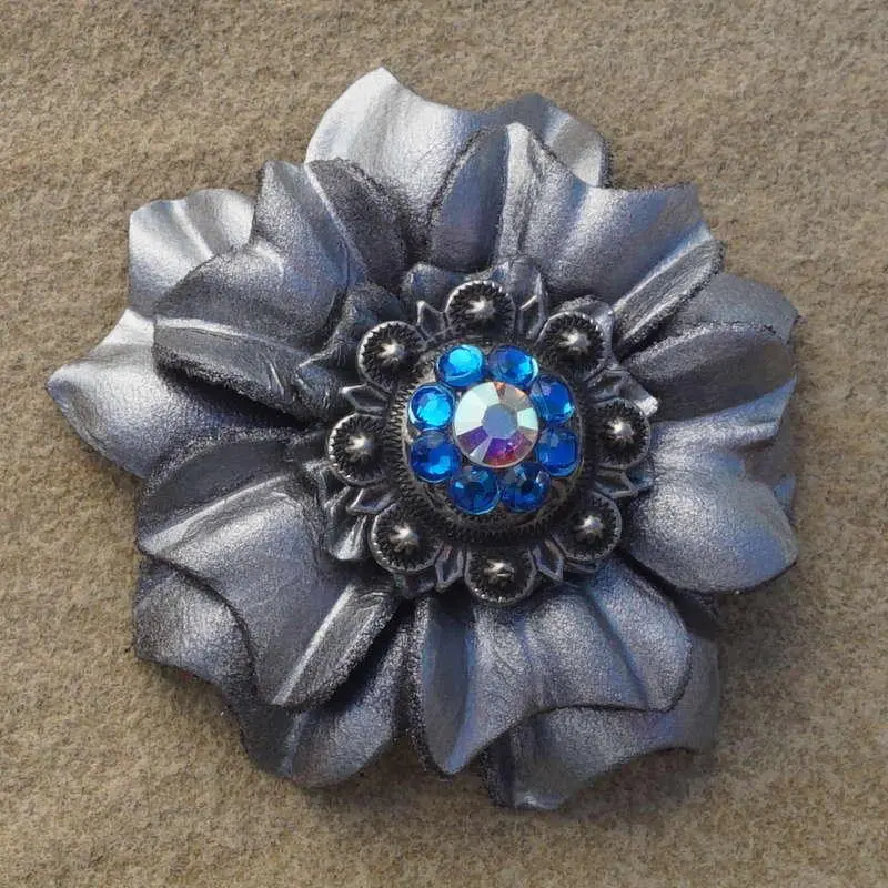 Silver Carnation Flower With Antique Silver Capri And Ab 1" Concho 1