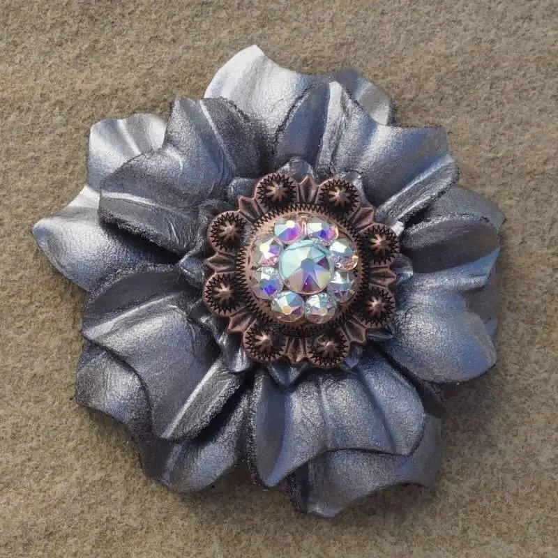 Silver Carnation Flower With Copper Ab 1" Concho 1