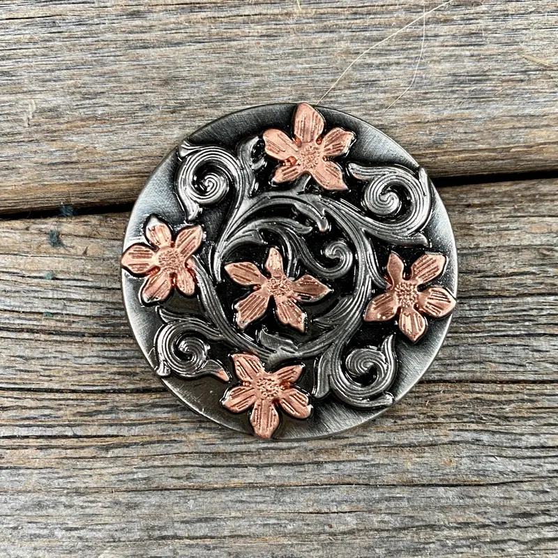 Silver - Copper Floral 1.5"Concho W200l 1