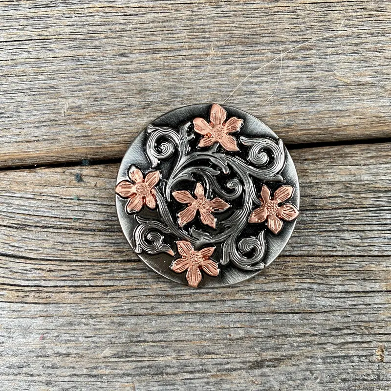 Silver - Copper Floral 1" Concho W200s 1