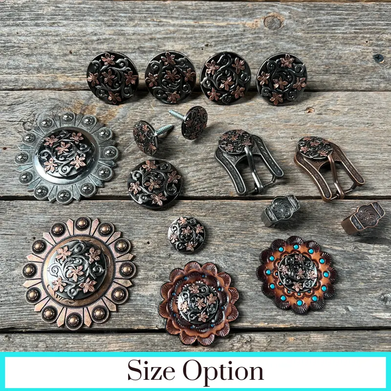Silver - Copper Floral Western Concho W200 1