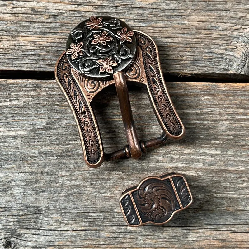 Silver - Copper Floral Western Concho W200 8