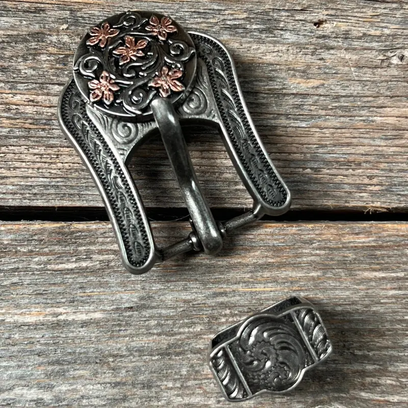 Silver - Copper Floral Western Concho W200 9