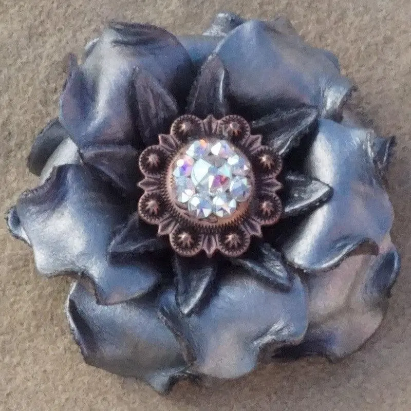 Silver Gardenia Flower With Copper Ab 1" Concho 1
