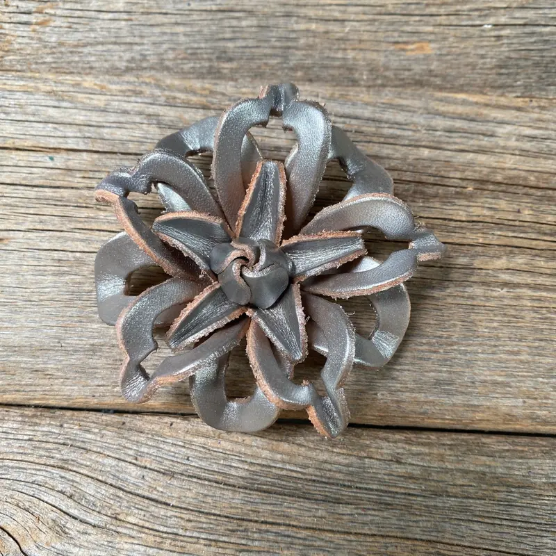 Silver Lotus Leather Flower 1