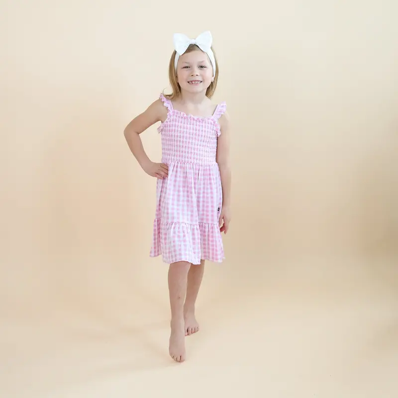 Smocked Dress In Gingham Thistle 1
