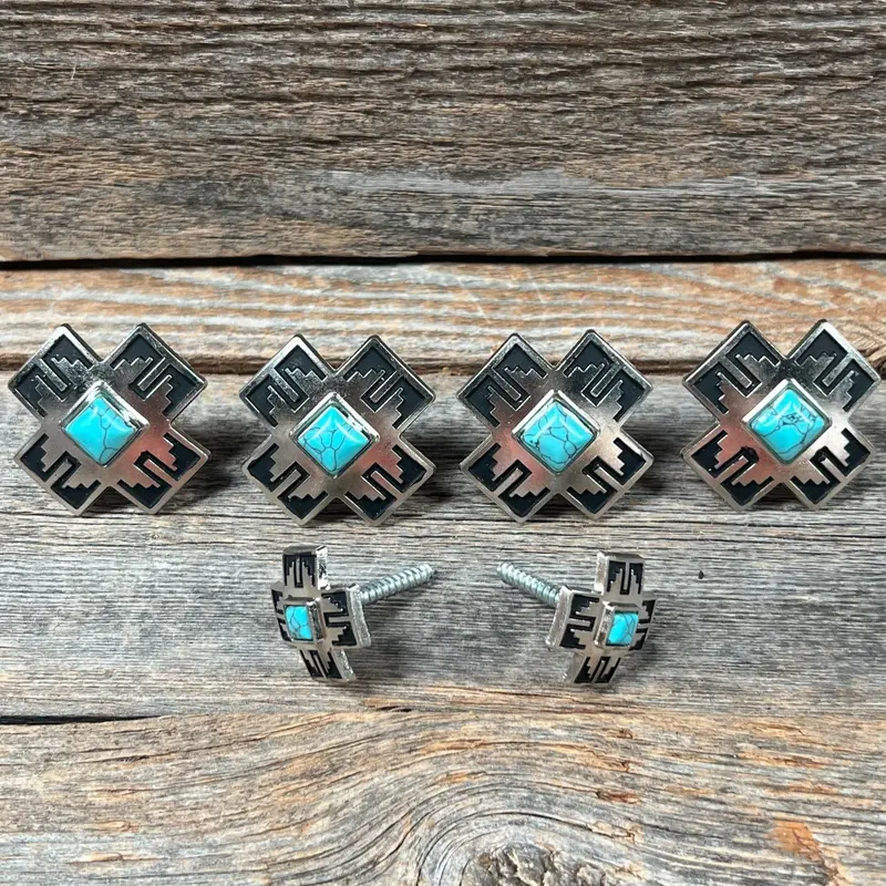 Southwest Antique Silver Turquoise Saddle Set Ssw201 1