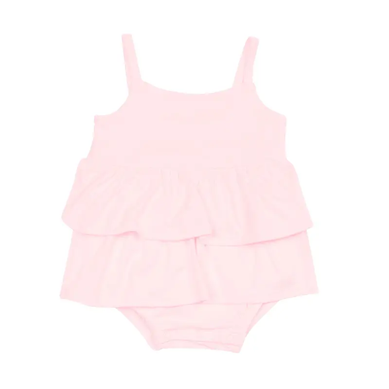 Spaghetti Strap Ruffle Romper In Sakura 1