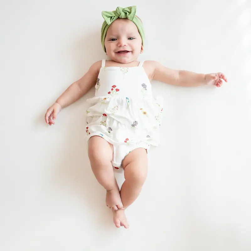Spaghetti Strap Ruffle Romper In Wildflower 1