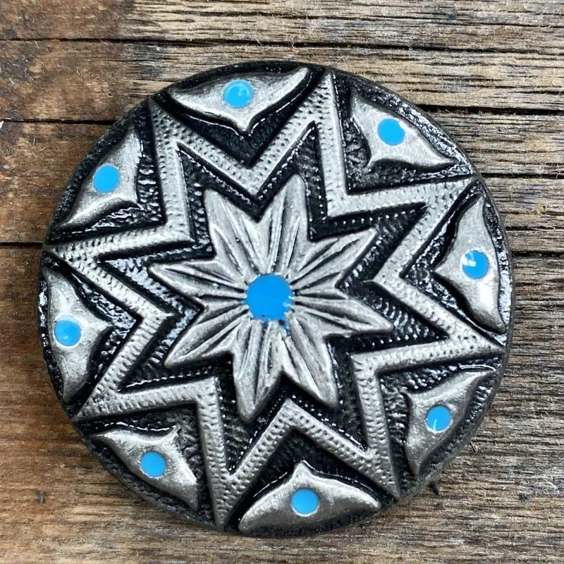Starburst Antique Silver Turquoise 1.5" Concho W214l 1