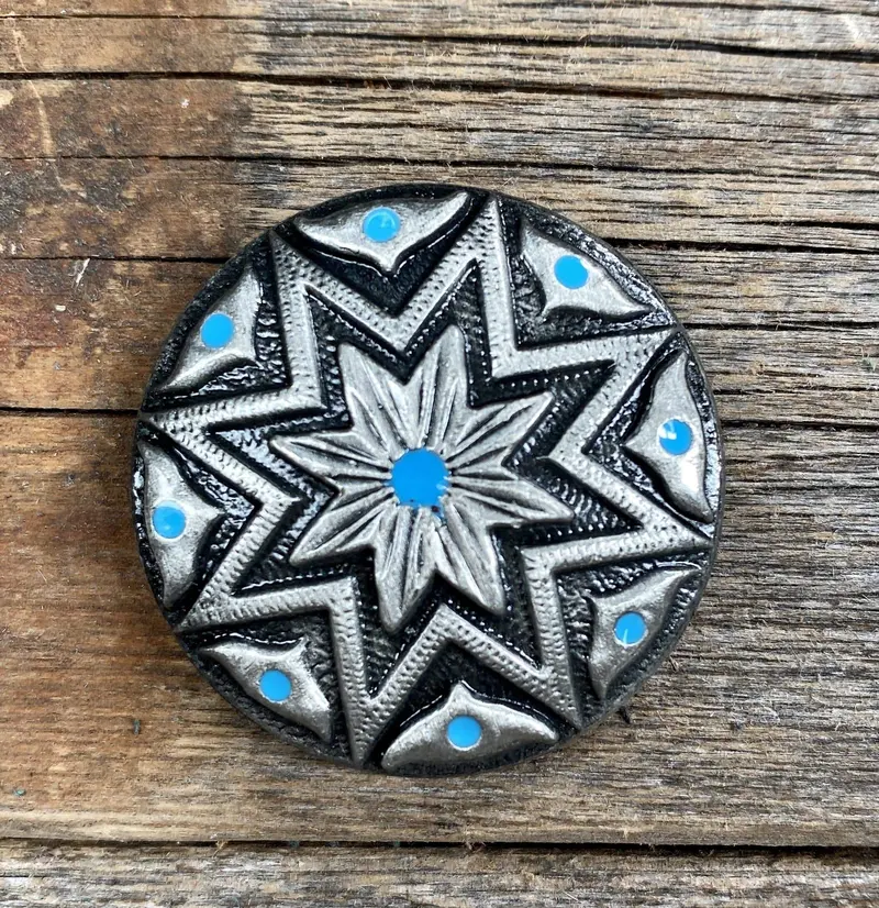Starburst Antique Silver Turquoise 1" Concho W214s 1