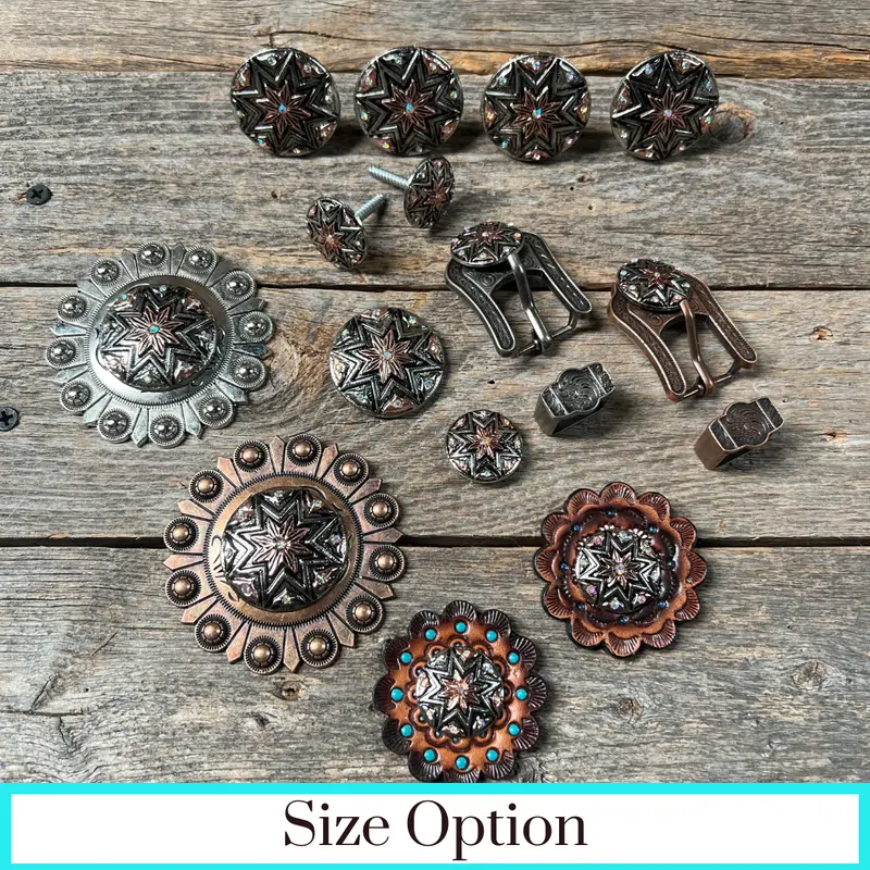 Starburst Antique Silver Western Concho W185 1