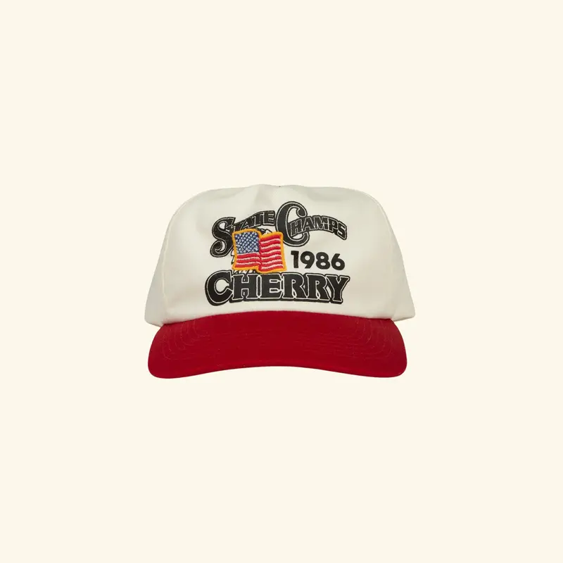 State Champs 5 Panel Hat (Natural/Red) 1
