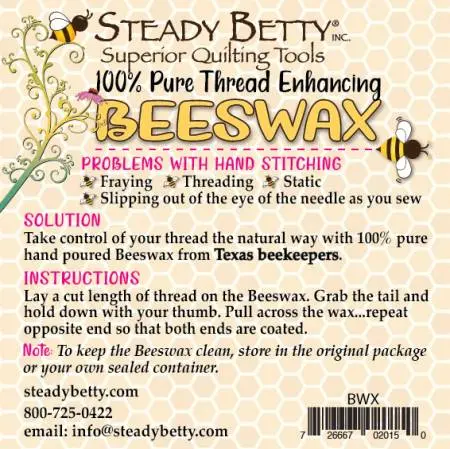 Steady Betty  - (Beeswax)  100% Pure Thread Enhancing Beeswax 1