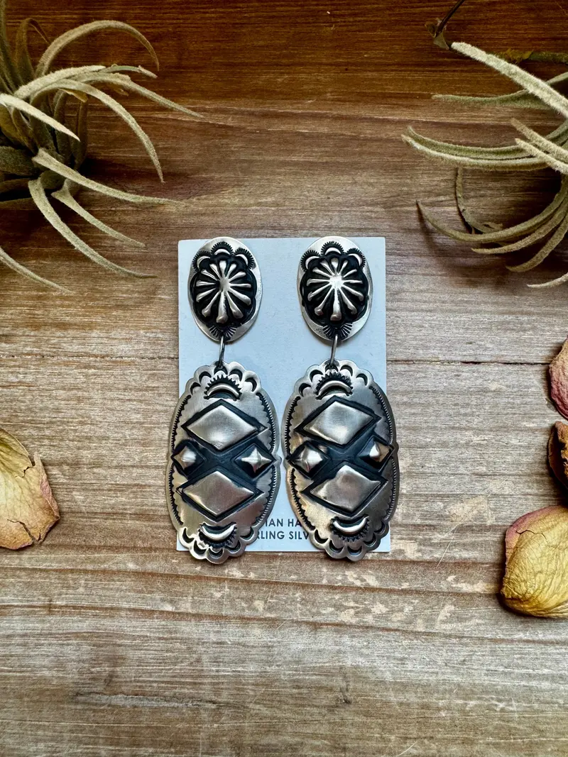 Sterling Silver Dangle Earrings – Native Made By Leander & Rhonda Largo, Usa 1