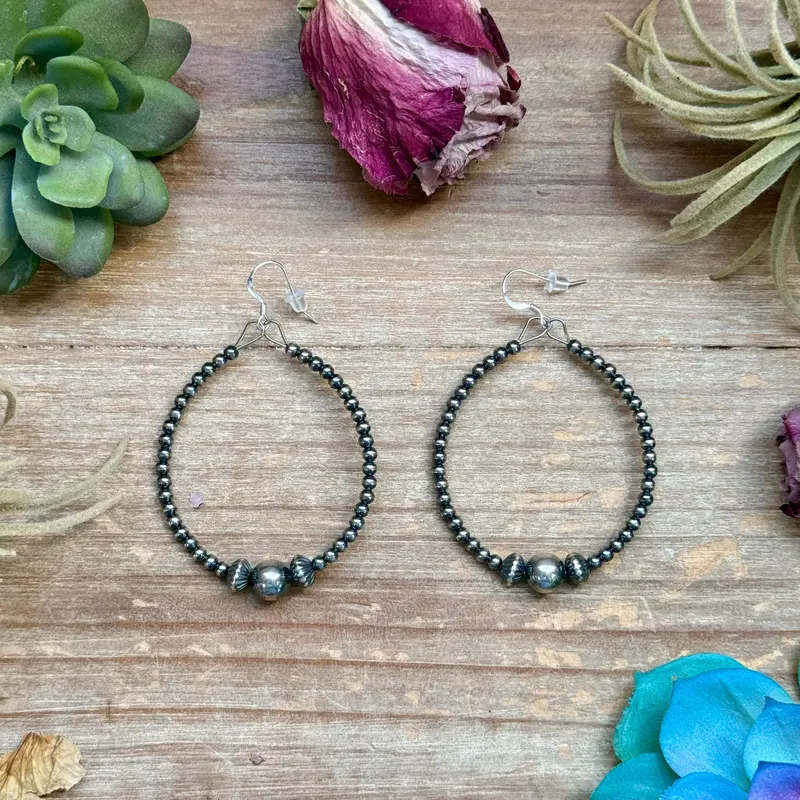 Sterling Silver Pearl Hoop Earrings - 8 Mm In The Middle 1